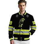 personalized cincinnati bearcats heartbeat accent black green varsity jacket best selling