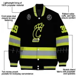 personalized cincinnati bearcats heartbeat accent black green varsity jacket best selling