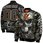 personalized cincinnati bengals camouflage skull camouflage bomber jacket best selling