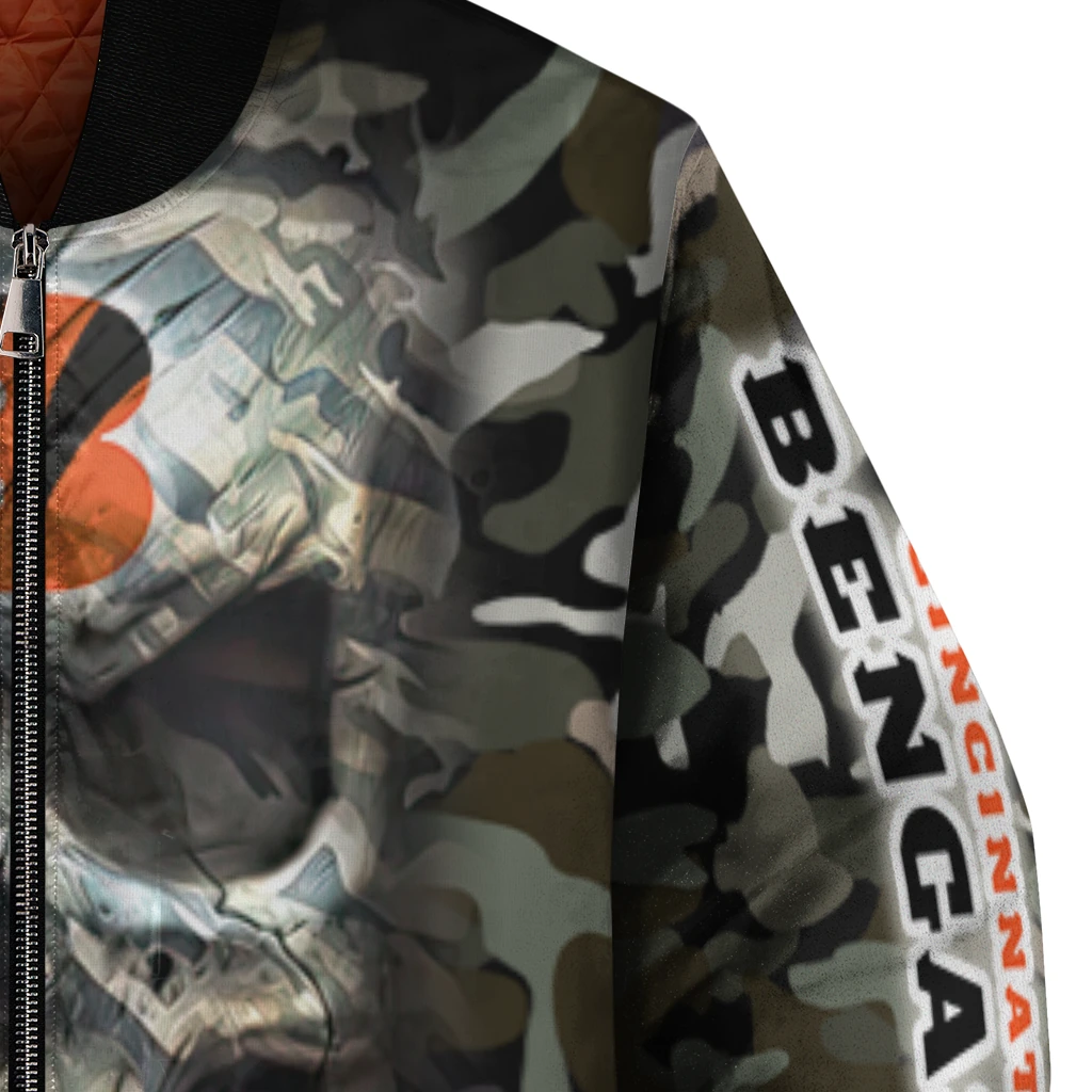 personalized cincinnati bengals camouflage skull camouflage bomber jacket premium grade personalized cincinnati bengals camouflage skull camouflage bomber jacket premium grade