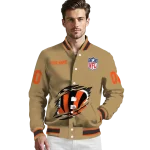 personalized cincinnati bengals claw tear beige varsity jacket best selling