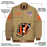 personalized cincinnati bengals claw tear beige varsity jacket best selling