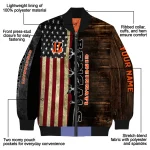 personalized cincinnati bengals flag wood brown bomber jacket best selling