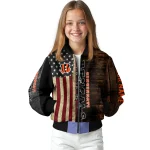 personalized cincinnati bengals flag wood brown bomber jacket best selling