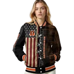 personalized cincinnati bengals flag wood brown varsity jacket best selling