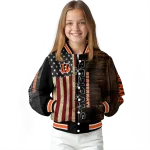 personalized cincinnati bengals flag wood brown varsity jacket best selling