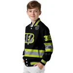 personalized cincinnati bengals heartbeat accent black green varsity jacket best selling