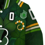 personalized cincinnati bengals shamrock vortex green varsity jacket best selling
