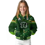 personalized cincinnati bengals shamrock vortex green varsity jacket best selling