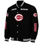 personalized cincinnati reds american flag skull black varsity jacket best selling