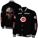 personalized cincinnati reds american flag skull black varsity jacket best selling