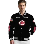 personalized cincinnati reds american flag skull black varsity jacket best selling