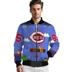 personalized cincinnati reds mario blocks blue black bomber jacket best selling