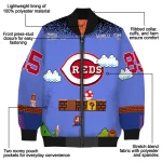 personalized cincinnati reds mario blocks blue black bomber jacket best selling