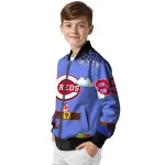 personalized cincinnati reds mario blocks blue black bomber jacket best selling