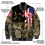 personalized cincinnati reds patriot deer camouflage varsity jacket best selling