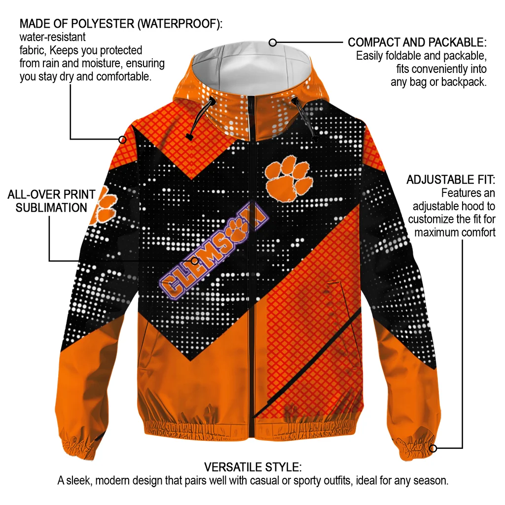 personalized clemson tigers arrow matrix orange black windbreaker jacket new arrival personalized clemson tigers arrow matrix orange black windbreaker jacket new arrival