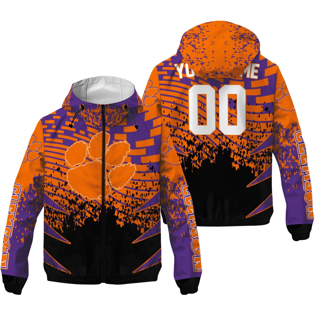 personalized clemson tigers brick motion orange black windbreaker jacket high quality personalized clemson tigers brick motion orange black windbreaker jacket high quality