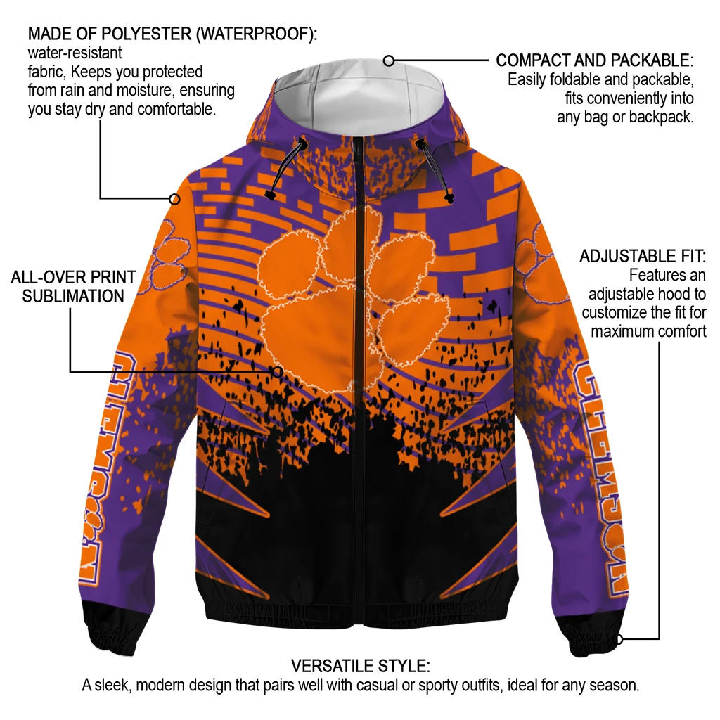 personalized clemson tigers brick motion orange black windbreaker jacket new arrival personalized clemson tigers brick motion orange black windbreaker jacket new arrival