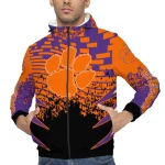 personalized clemson tigers brick motion orange black windbreaker jacket best selling