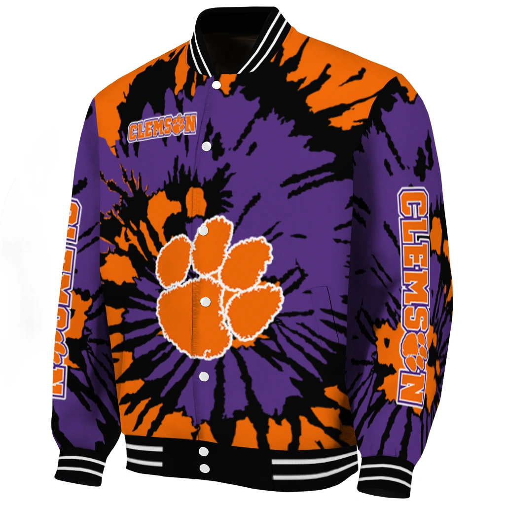 personalized clemson tigers burst splatter orange varsity jacket best selling personalized clemson tigers burst splatter orange varsity jacket best selling