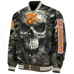 personalized clemson tigers camouflage skull camouflage varsity jacket best selling