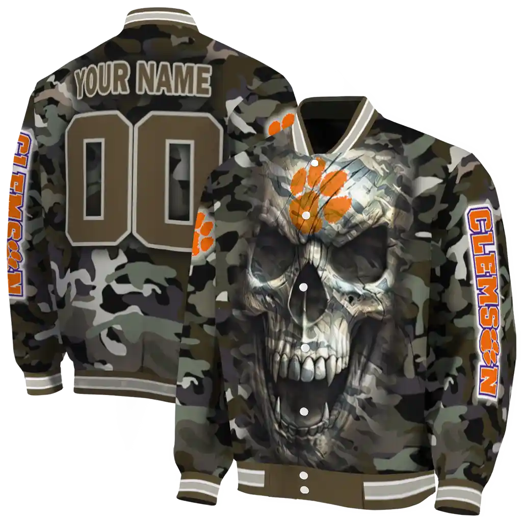 personalized clemson tigers camouflage skull camouflage varsity jacket fashion forward personalized clemson tigers camouflage skull camouflage varsity jacket fashion forward