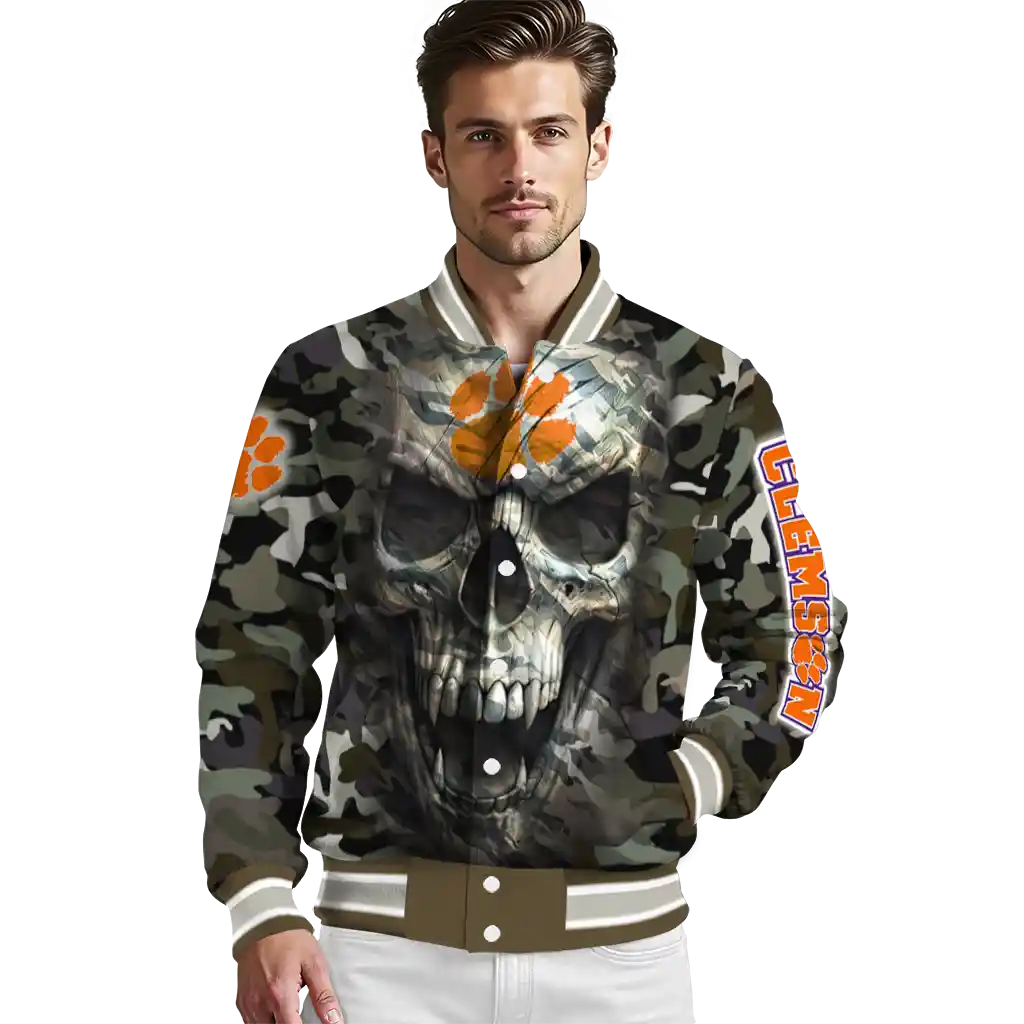 personalized clemson tigers camouflage skull camouflage varsity jacket high quality personalized clemson tigers camouflage skull camouflage varsity jacket high quality