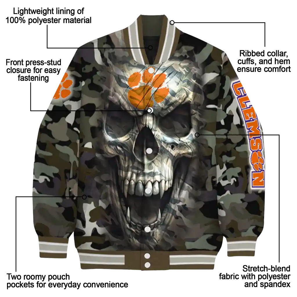 personalized clemson tigers camouflage skull camouflage varsity jacket new arrival personalized clemson tigers camouflage skull camouflage varsity jacket new arrival