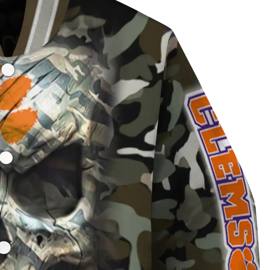 personalized clemson tigers camouflage skull camouflage varsity jacket premium grade personalized clemson tigers camouflage skull camouflage varsity jacket premium grade