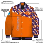 personalized clemson tigers camouflage splash orange varsity jacket best selling