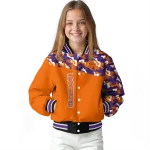 personalized clemson tigers camouflage splash orange varsity jacket best selling