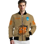 personalized clemson tigers claw effect beige bomber jacket best selling