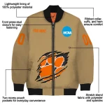 personalized clemson tigers claw effect beige bomber jacket best selling