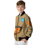 personalized clemson tigers claw effect beige bomber jacket best selling