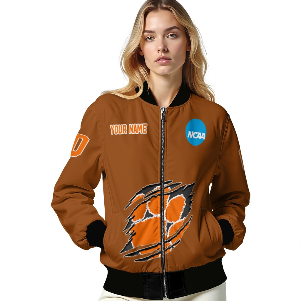 personalized clemson tigers claw mark orange bomber jacket latest model personalized clemson tigers claw mark orange bomber jacket latest model