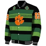 personalized clemson tigers clover green lines green black varsity jacket best selling