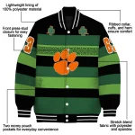 personalized clemson tigers clover green lines green black varsity jacket best selling
