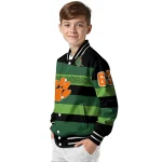 personalized clemson tigers clover green lines green black varsity jacket best selling