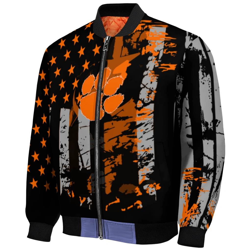 personalized clemson tigers star stripes orange black bomber jacket fashion forward personalized clemson tigers star stripes orange black bomber jacket fashion forward