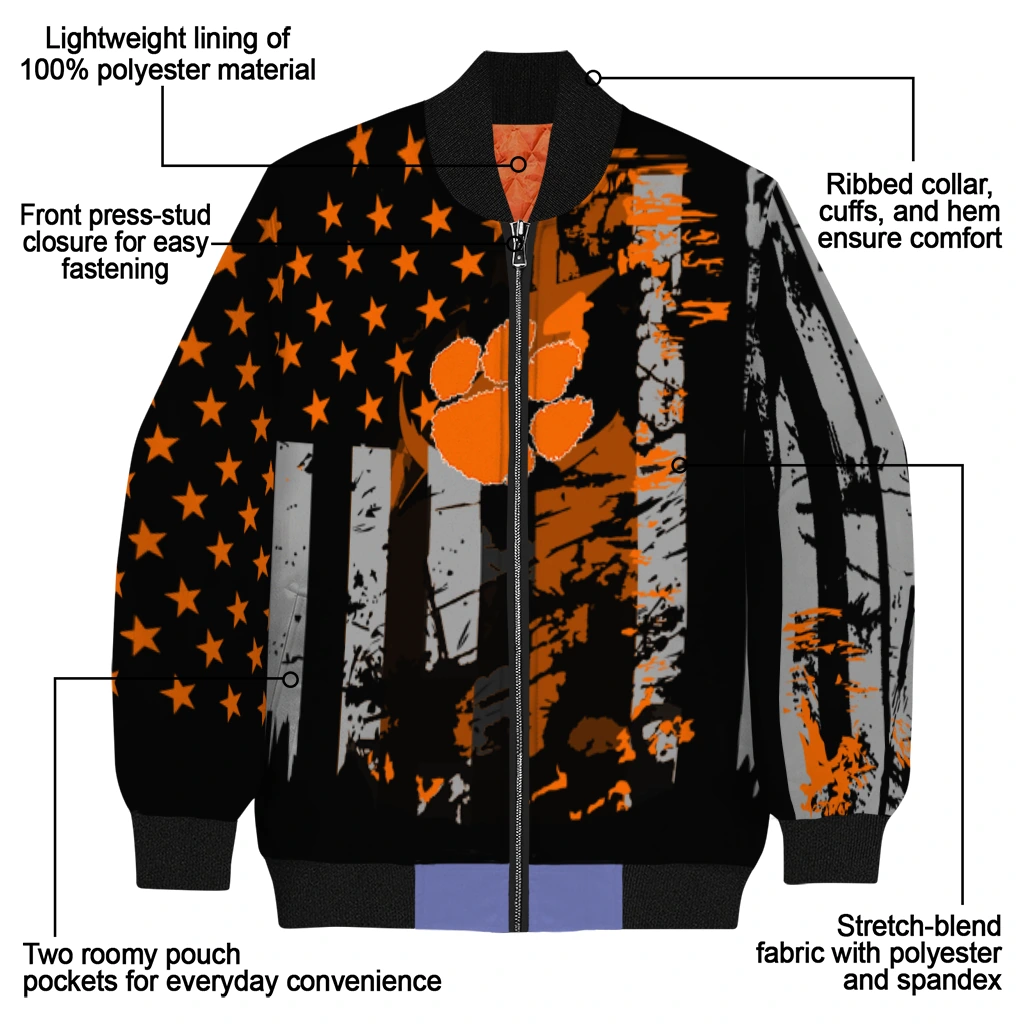 personalized clemson tigers star stripes orange black bomber jacket new arrival personalized clemson tigers star stripes orange black bomber jacket new arrival