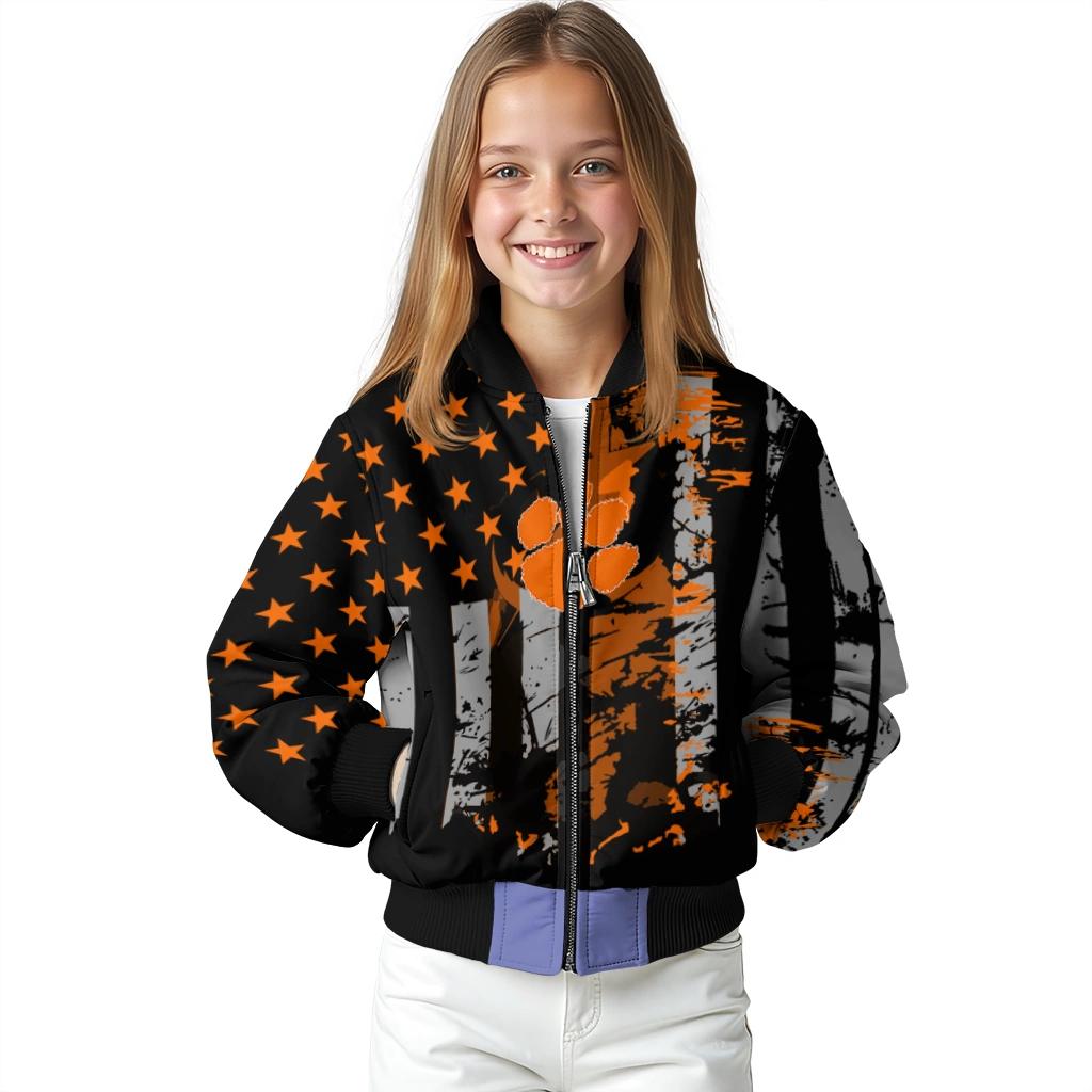personalized clemson tigers star stripes orange black bomber jacket top rated personalized clemson tigers star stripes orange black bomber jacket top rated