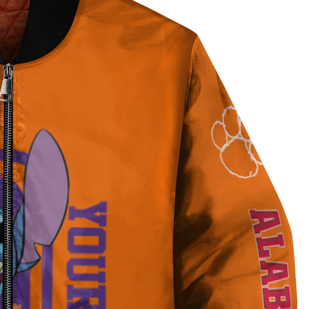 personalized clemson tigers stitch laughing orange bomber jacket premium grade personalized clemson tigers stitch laughing orange bomber jacket premium grade