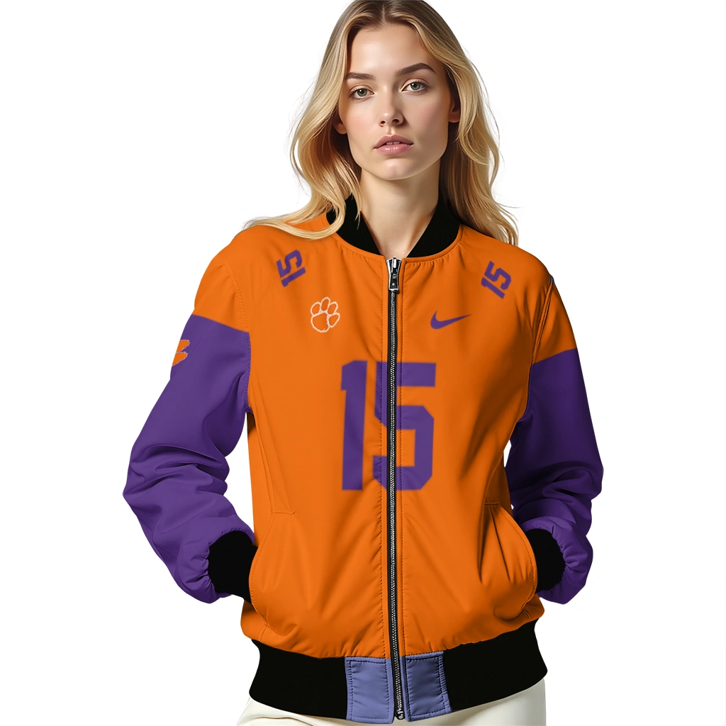 personalized clemson tigers team patch orange bomber jacket latest model personalized clemson tigers team patch orange bomber jacket latest model