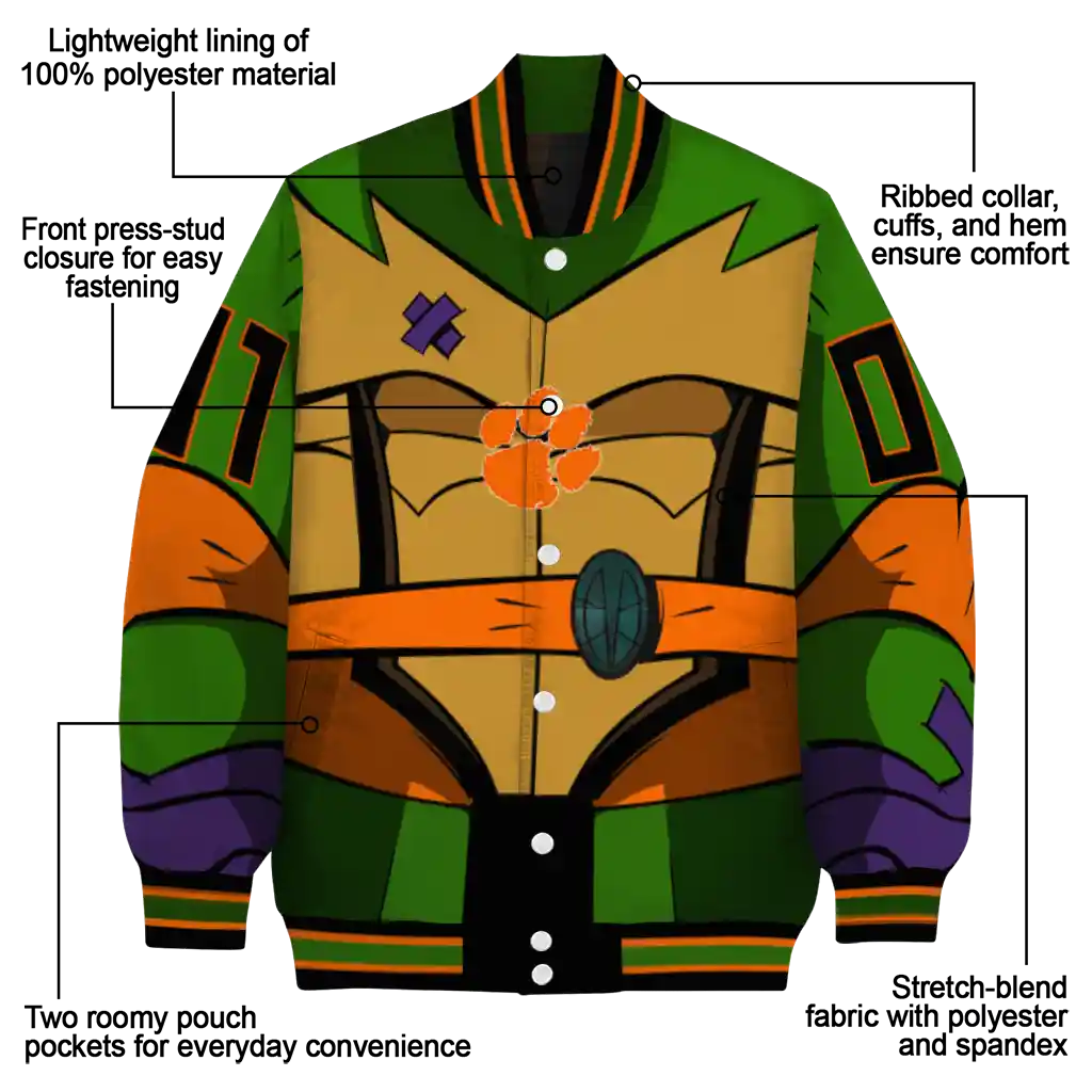 personalized clemson tigers turtle armor varsity jacket new arrival personalized clemson tigers turtle armor varsity jacket new arrival