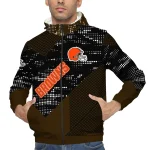 personalized cleveland browns arrow matrix brown black windbreaker jacket best selling