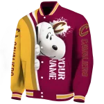 personalized cleveland cavaliers snoopy head wine varsity jacket best selling