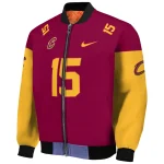 personalized cleveland cavaliers team patch wine bomber jacket best selling