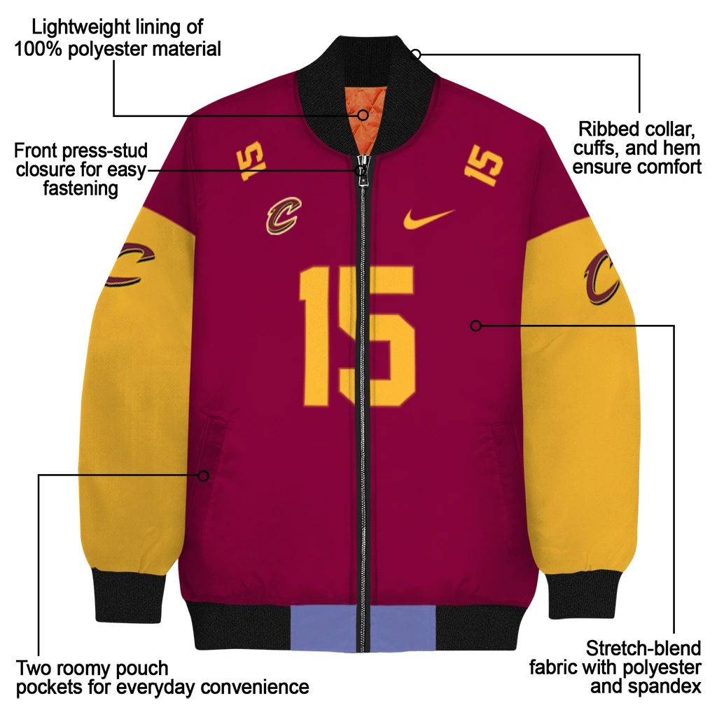 personalized cleveland cavaliers team patch wine bomber jacket new arrival personalized cleveland cavaliers team patch wine bomber jacket new arrival