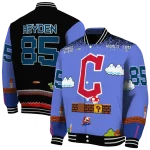 personalized cleveland guardians mario blocks blue black varsity jacket best selling